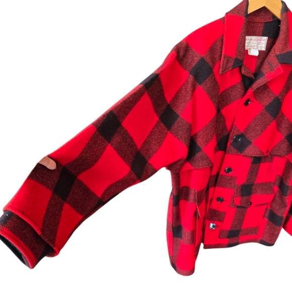Filson Mackinaw Cruiser Red Black Buffalo Check Plaid Wool Coat 48 - Picture 5 of 12